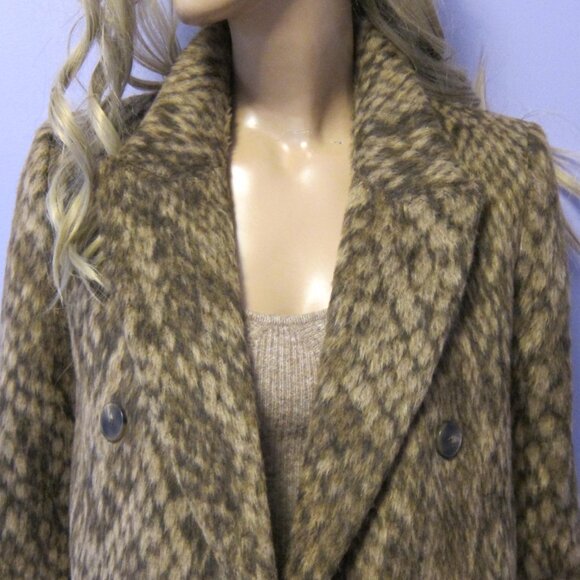 & OTHER STORIES DOUBLE BREASTED WOOL SNAKE PRINT LONG COAT PARIS ATELIER - Picture 3 of 14